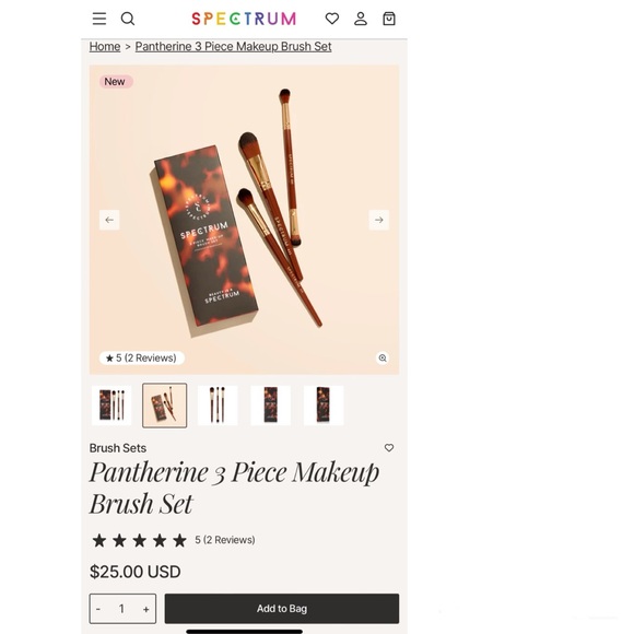 NWT 3pc SPECTRUM Pantherine Multi-Tasking Synthetic Makeup Brush Set - Picture 3 of 8